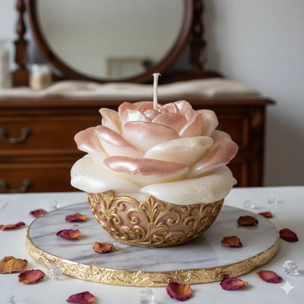 Handcrafted decorative candle with elegant design